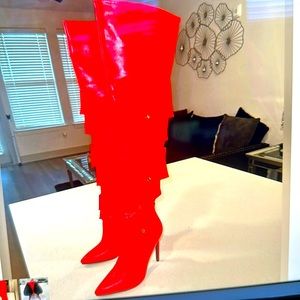 ❤️❤️❤️ red thigh, high sexy, pointy toe leather boots❤️❤️❤️